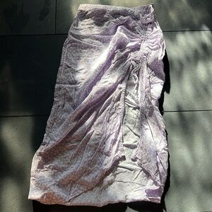 Purple and white flower midi high slit skirt